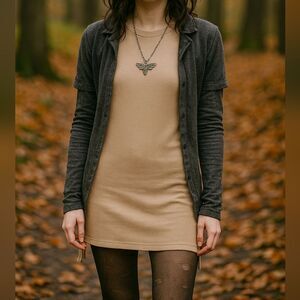 Nylon T-shirt Dress L Thick S/S Side Slits Indie Sleaze Fairy Grunge Mini Stretc